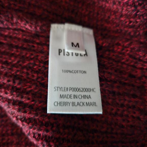 Pistola Womens Sweater Medium Burgundy Distressed Raw Hem Grunge Edgy Cozy Knit - Picture 13 of 13